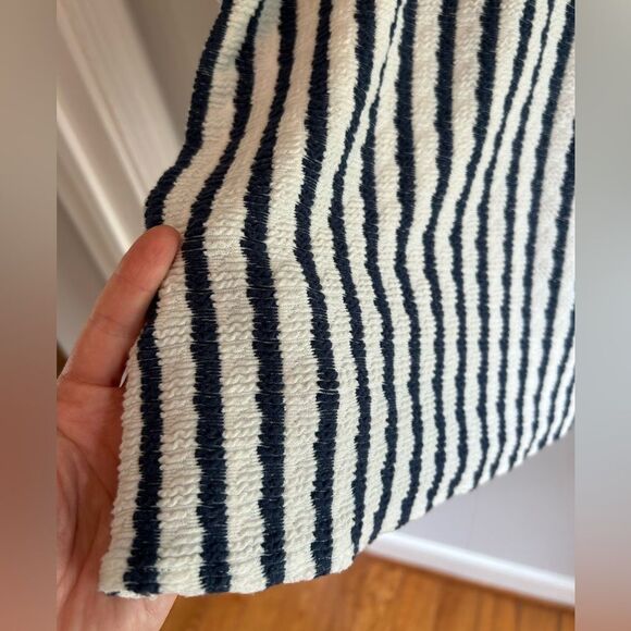 Eva Franco Keely Striped Bow Back Ruffle Top Navy Blue & White Stripe Size XS - Picture 8 of 8